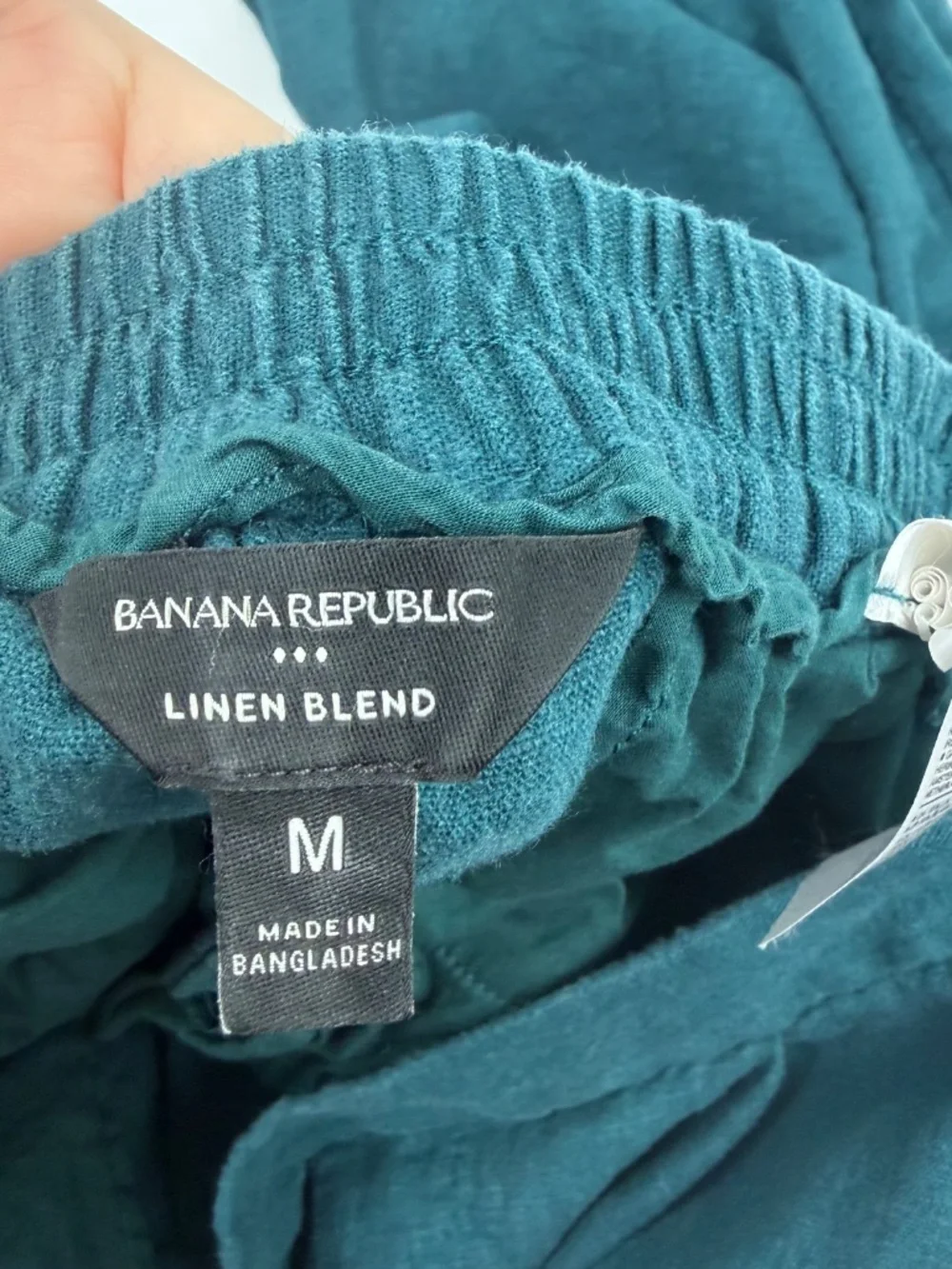 Banana Republic Pants Women Medium Green Wide Leg Cropped Linen Blend Pull On